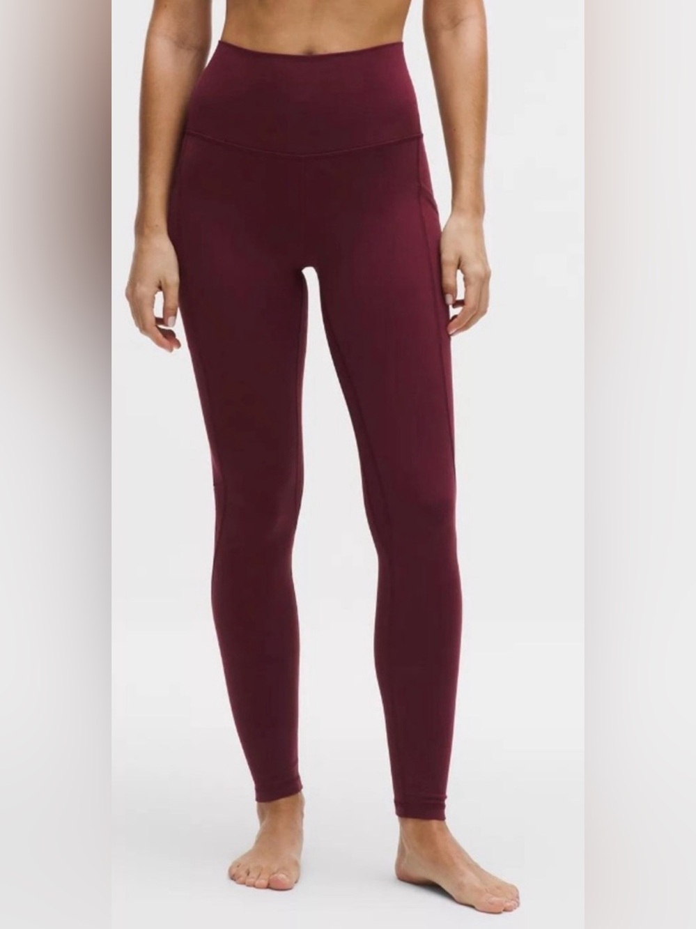 Lululemon Fast and Free High-Rise 28” Nulux Leggings Size 4 Burgundy Side Pocket